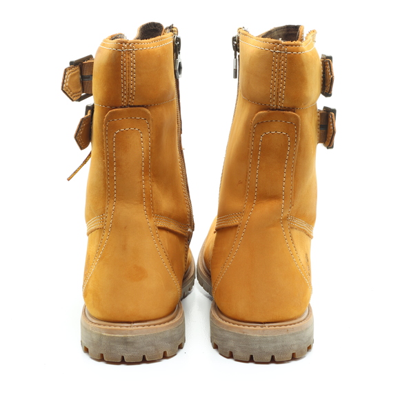 Timberland Mid-Calf Double Strap Leather Lace Up Boots Women 11 Tan - Picture 11 of 17